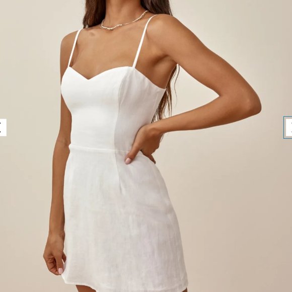 Reformation Roarke Linen Dress in White ASO Kristin Cavallari JLo 2 - Picture 5 of 13